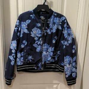 GAP Navy Blue Floral Bomber Jacket